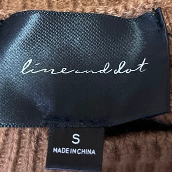 Line & Dot Brown Cable Knit Mock Neck Long Sleeve Pullover Sweater Top Size S - Picture 8 of 9